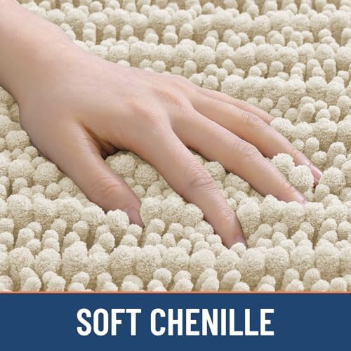 Smiry Bathroom Rugs 34X21, Extra Soft Rubber Backing Chenille Bath Mats