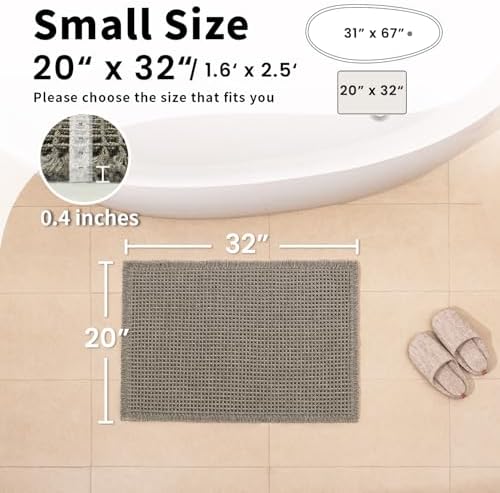 Waffle Bath Mat, Boho Bathroom Rugs Non Slip Washable, 20" x 32"