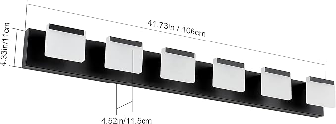 Ralbay LED Black Modern Vanity Light 6 Light Matte Black Bathroom Vanity Lights Acrylic Bathroom Vanity Lights Fixtures