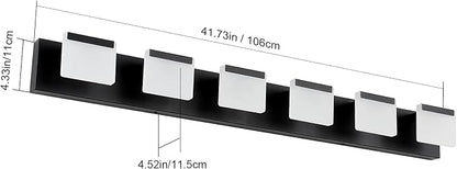 Ralbay LED Black Modern Vanity Light 6 Light Matte Black Bathroom Vanity Lights Acrylic Bathroom Vanity Lights Fixtures
