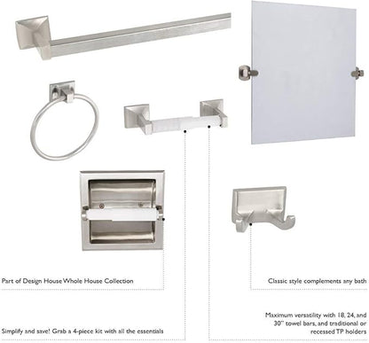 Design House 539189 Millbridge Classic Recessed Toilet Paper Holder for Bathroom Satin Nickel