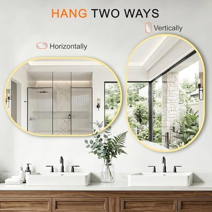 Oval Bathroom Mirror, 2 Pack 24"x36" Gold Vanity Mirror for Over Sink