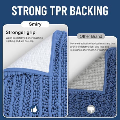 Smiry Bathroom Rugs 24X16, Extra Soft Rubber Backing Chenille Bath Mats