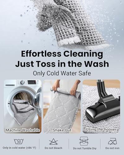 Furicher Waffle Bath Mat Set, Non Slip Bathroom Rugs 2 Piece, Gray & White