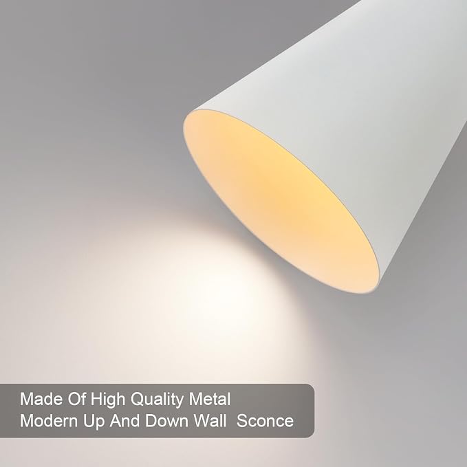 Modern Indoor Wall Sconce Up and Down White Wall Sconce Mid Century Indoor Wall Light Fixture Hardwired Wall Mounted Lamp for Living Room Bathroom Bedroom Hallway 13 Inch