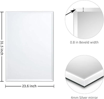 24x32 Inch Bathroom Mirrors for Over Sink, Frameless Mirrors for Wall | Beveled Bathroom Mirror, Bathroom Vanity Mirror for Bedroom Living Room Entryway Home Decor