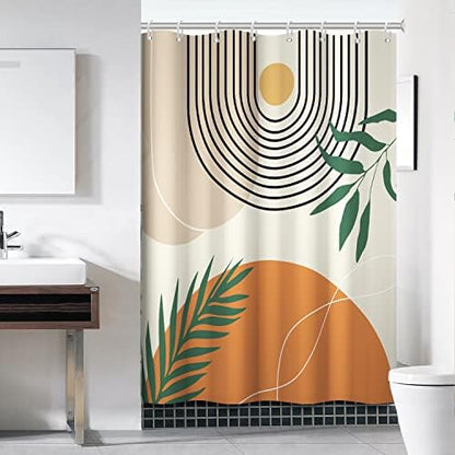 Mid Century Shower Curtain with Hook for Bathroom 54x72 Inch