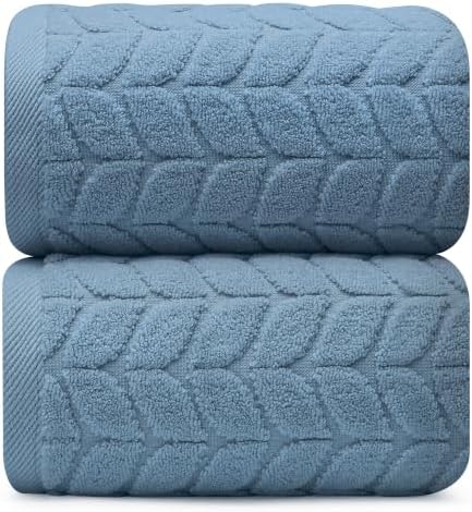 Alusa Home Ultra Soft & Stylish 700 GSM Luxury Bath Sheets | Pack of 2 | Extra Large 35x70 Inches | 100% Zero-Twist, Long-Staple Cotton | Remarkably Absorbent (Chambray)