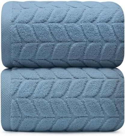 Alusa Home Ultra Soft & Stylish 700 GSM Luxury Bath Sheets | Pack of 2 | Extra Large 35x70 Inches | 100% Zero-Twist, Long-Staple Cotton | Remarkably Absorbent (Chambray)