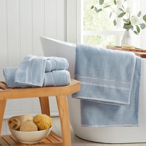Springtree Home Luxury Bamboo Rayon Plush Bath Towel Set | 4-Pack| Blue Fog