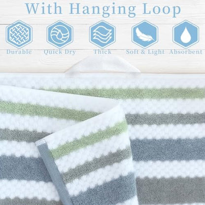 VOOVA & MOVAS Waffle 3PC Towel Set, Cotton, Navy Grey Green White