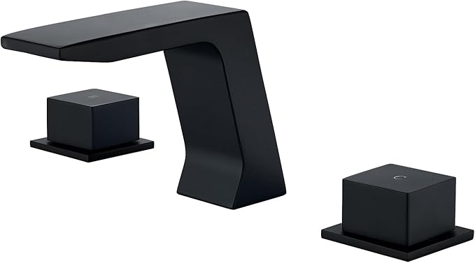 JOYWELL Bathroom Faucet 3 Hole for Sink,Double Handle Widespread Bathroom Sink Faucet (Deck Mount-3 Hole, Matte Black)