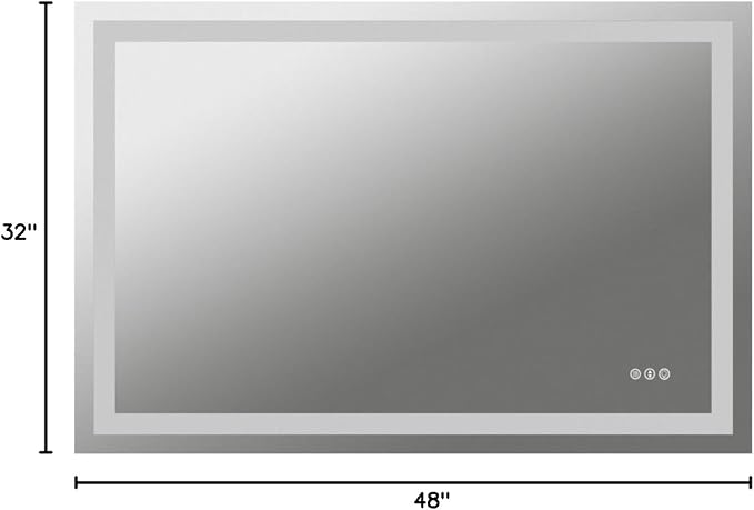 LED Bathroom Mirror 48"X32" with Front Light and Backlit | Stepless Dimmable, Anti-Fog, Shatter-Proof, HD Reflection, Memory, 3 Colors Lighting, UL Listed (Horizontal/Vertical).