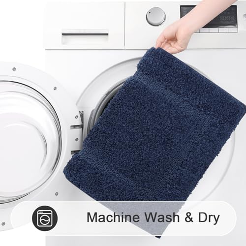 SHACOS Soft Navy Blue Black Bathroom Rugs Sets 2 Pieces 32x20 inch