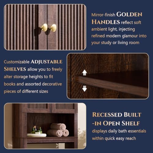 72" Over The Toilet Storage Cabinet, Wooden Bathroom Storage Cabinet, Brown