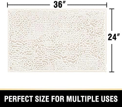 H.VERSAILTEX Bathroom Rugs Bath Mat Bath Rugs Bath Mats for Bathroom Non Slip Extra Thick Buncy Soft Chenille Bath Rug Fulffy Shag, Indoor Rug Carpet for Living Room (Ivory, Extra Large 24" x 36")
