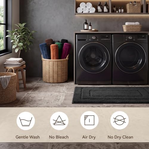 GRANNY SAYS Black Bathroom Rug 36" x 24", Non-Slip Microfiber Bath Mat
