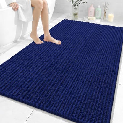 OLANLY Large Bathroom Rugs 59x35, Thick Soft Absorbent Chenille Bath Rugs
