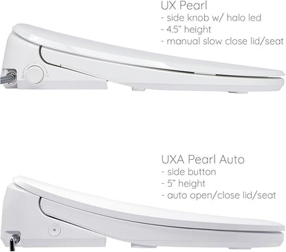 ALPHA BIDET UXA Pearl Auto Bidet Toilet Seat in Elongated White | Endless Warm Water | Automatic Lid and Seat | Arced Stainless Steel Nozzle | LED Nightlight | Dryer | Deodorizer | 3 Year Warranty