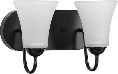 Progress Lighting Classic Collection 2-Light Etched Glass Traditional Bath Vanity Light Matte Black