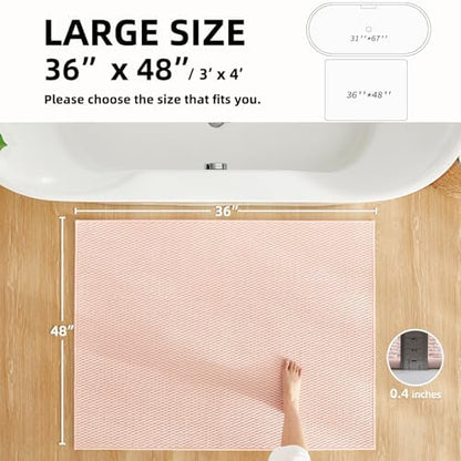 TYUU Large Bathroom Rugs Non Slip Washable Bath Rugs Super Absorbent Bathroom Rug Thin Quick Dry Low Pile Bath Mats, Pink 36"x48"
