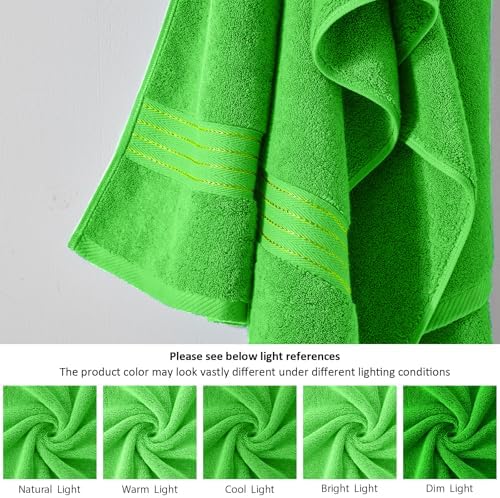 COZYART Luxury Bath Towel Set 6 Pcs Kelly Green 100% Turkish Cotton 650 GSM