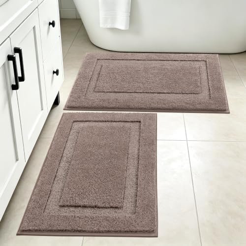SHACOS Soft Microfiber Coffee Bathroom Rugs Sets 2 Pieces 32x20 inch