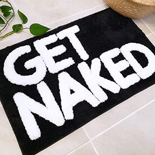 Get Naked Bath Mat Black - Cute Black and White Bathroom Rugs, 31" x 20"