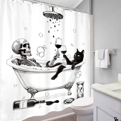 Skull Gothic Spooky Cool Bone BUBB Bathroom Shower Curtain Set