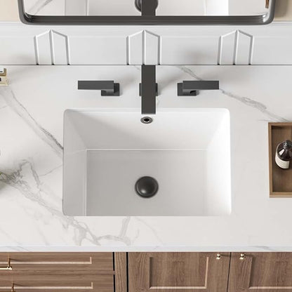 16in Undermount Bathroom Sink Rectangular, 15.7" x11.8" Small Vessel Sink Rectrangle Undermount Bathroom Sink White Ceramic Lavatory Vanity Vessel Sink with Overflow