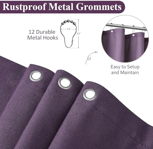 Naturoom Linen Shower Curtain 36x72 Inch for Bathroom Purple 1 Panel