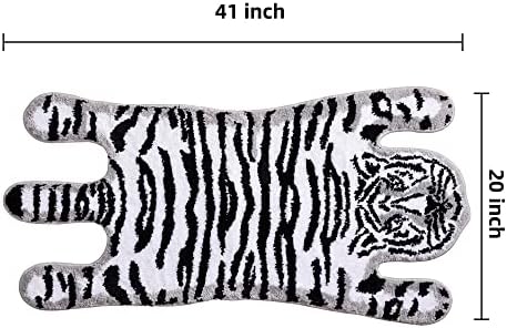 Panstar Tiger Bath Mat for Bathroom, Cute White Tiger Animal Cartoon Bath Mat Non Slip Animals Shaped Absorbent Bathtub Rug Bathroom Plush Shower Rugs