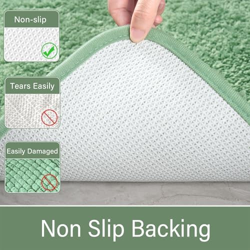LOCHAS Bathroom Rug Runner 24x60 Inch, Bath Rugs Non Slip, Sage Green