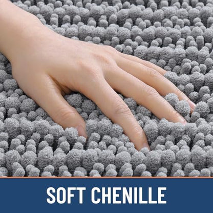 Smiry Bathroom Rugs 36X24, Extra Soft Rubber Backing Chenille Bath Mats