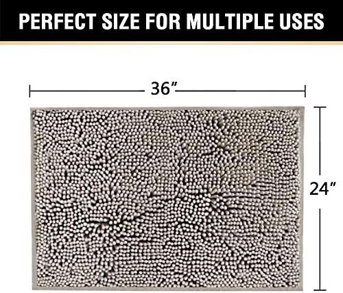 H.VERSAILTEX Bath Mat for Bathroom Non Slip Luxury Chenille Ultra Soft Bath Rugs 24x36 Absorbent Non Skid Shaggy Rugs Washable Dry Fast Plush Area Carpet Mats for Indoor, Bath Room, Tub - Dark Grey