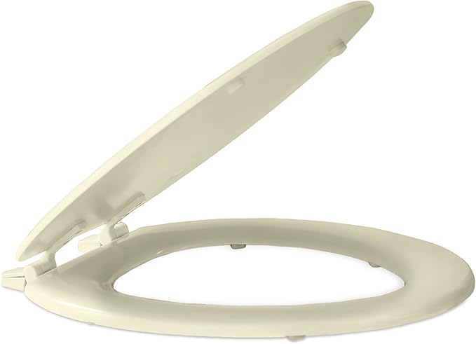 Elongated Wood Toilet Seat, Bone, 19 in, Fits All Elongated Size Fixtures | Toilet-Seat Construction: Contoured Seat Profile and Durable Finish Create a Polished Fixture Update.