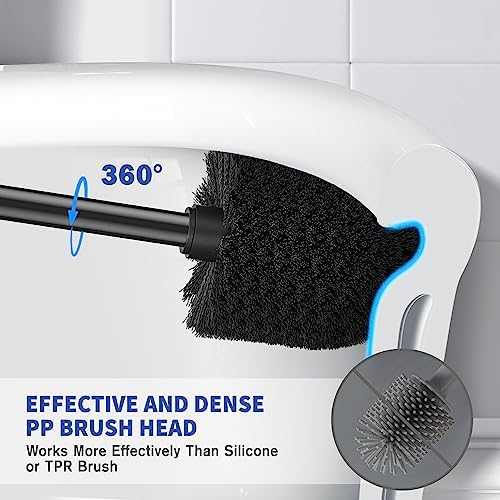 Toilet Brush and Holder, Toilet Brush Stainless Steel, Toilet Bowl Brush for Bathroom Toilet-Ergonomic, Elegant,Durable (Black)
