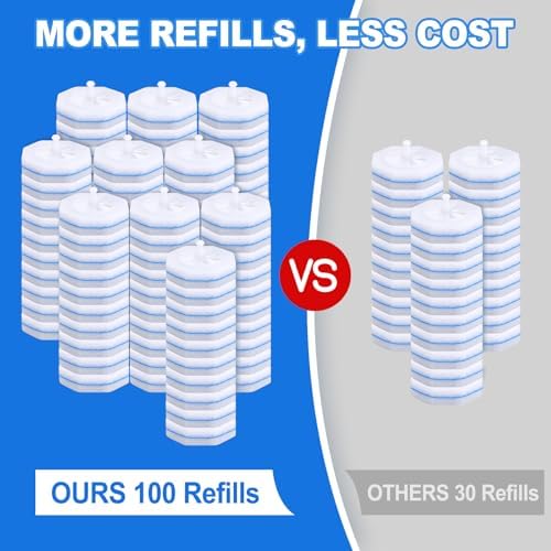 100 Pack Toilet Brush Refills, Disposable Toilet Cleaning Pads