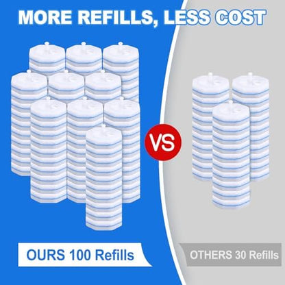 100 Pack Toilet Brush Refills, Disposable Toilet Cleaning Pads