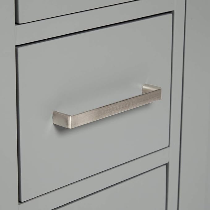 ARIEL Cambridge 60-inch Bathroom Vanity Base Cabinet,Solid Wood, 2 Soft Closing Doors, 9 Dovetail Drawers, Grey