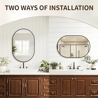 Oval Bathroom Mirror for Over Sink, 20"x30" Vanity Mirror for Wall, Black