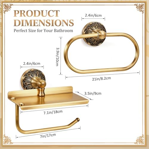 2 Pcs Antique Toilet Paper Holder Hand Towel Ring, Style 1