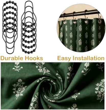 Boomkin Block Print Scalloped Shower Curtain Set with 12 Hooks