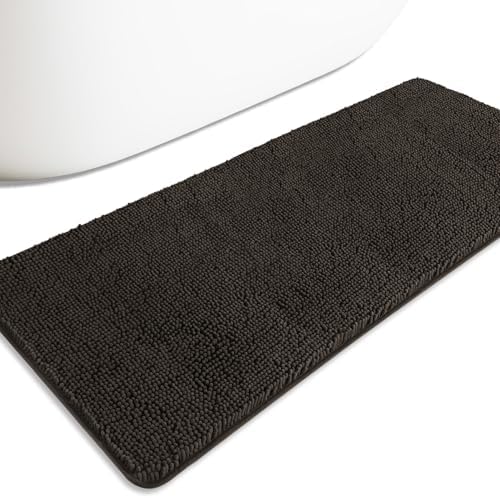 Bathroom Runner Rug 24 x 60 Inch – Extra Large Long Bath Mat | Absorbent and Washable Thick Chenille Bath Rug Non-Slip Runner Rug for Bathroom, Shower, Sink(Chocolate Brown)