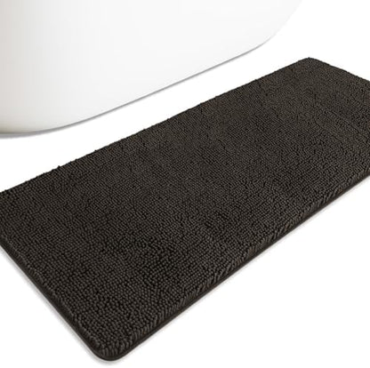 Bathroom Runner Rug 24 x 60 Inch – Extra Large Long Bath Mat | Absorbent and Washable Thick Chenille Bath Rug Non-Slip Runner Rug for Bathroom, Shower, Sink(Chocolate Brown)