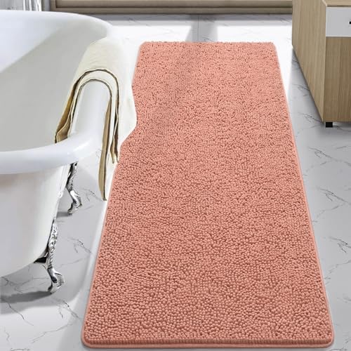 LOCHAS Luxury Bathroom Rug Shaggy Bath Mat 24 x 60 Inch, Pink