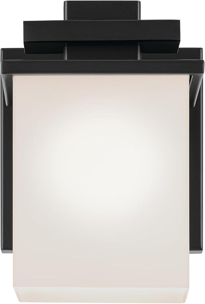 Kichler Tully 6.5" 1-Light Wall Sconce with Satin Etched Cased Opal Glass in Black for Vanity, Living Room, Dining Room, Bedroom, Laundry Room, Mudroom, Hallway, Stairwell (6.5 x 5 x 7"), 45149BK
