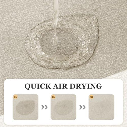 ACCUMTEK Non Slip Bath Mat, Thin Bathroom Rugs Fit Under Door, Quick Dry Bath Mats, Machine Washable Bath Rugs for Bathroom, Bathtub & Kitchen, Bathtub, Light Beige/Bordered/24 x17