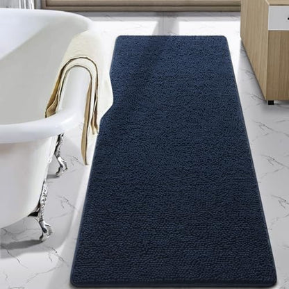 LOCHAS Luxury Bathroom Rug Shaggy Bath Mat 24 x 60 Inch, Navy