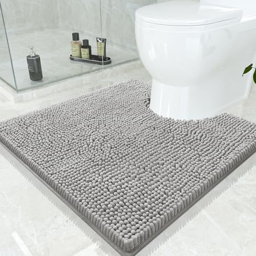 Smiry Toilet Rugs U-Shaped 24x24, Extra Soft Absorbent Contoured Bath Mat